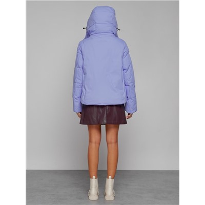 Зимняя женская куртка модная с капюшоном фиолетового цвета 52413F