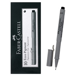 Ручка капиллярная для черчения и рисования Faber-Castell линер Ecco Pigment 0.5 мм, пигментная, чёрная, 166599