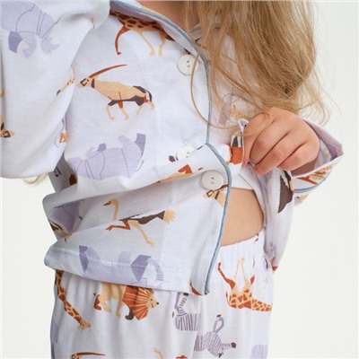 Пижама детская (рубашка и брюки) KAFTAN "Animal" размер 98-104, цвет белый