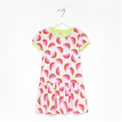 Платье для девочки, цвет розовый/арбузы, рост 122 см