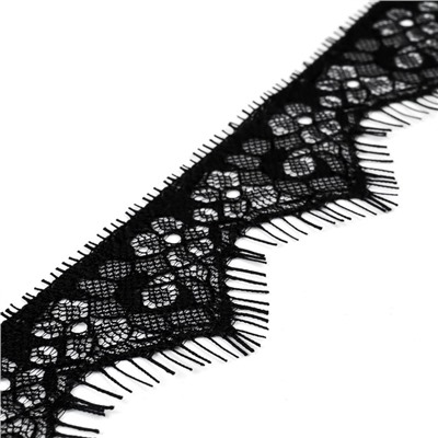 Кружево реснички, 35 мм × 9 ± 0,5 м, в бобине 3 шт по 3 м, цвет чёрный