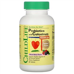 ChildLife, Пробиотик с молозивом, смесь ягод, 90 жевательных таблеток