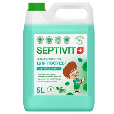 Гель для посуды SEPTIVIT "Альпийская Мята", 5 л