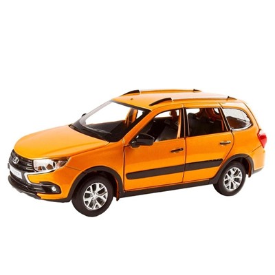 Машина металлическая Lada Granta Cross 1:24, открываются двери, капот, багажник, световые и звуковые эффекты, цвет оранжевый