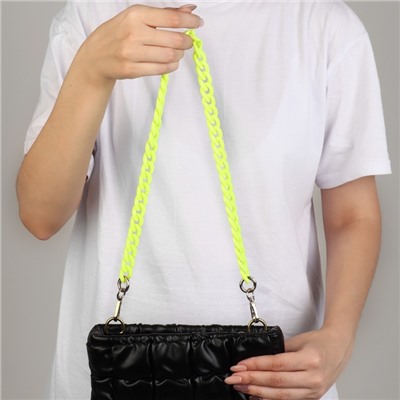 Цепочка для сумки, пластиковая, с карабинами, 23 × 17 мм, 68 см, цвет неоновый жёлтый