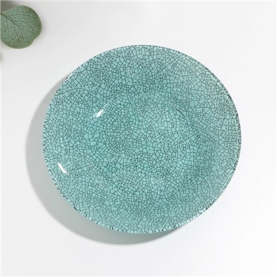 Тарелка глубокая Icy Turquoise, стеклянная, d=20 см,