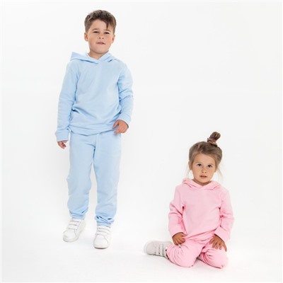 Костюм детский (толстовка, брюки) с НАЧЁСОМ, цвет св.голубой, рост 122 см