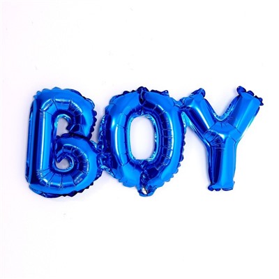 Шар фольгированный 33" Надпись Boy, цвет голубой