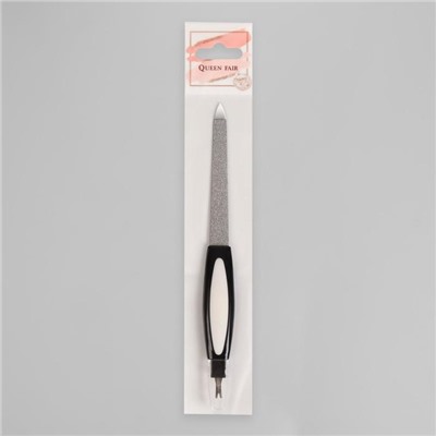 Пилка-триммер металлическая для ногтей, прорезиненная ручка, с защитным колпачком, 17 см, цвет МИКС