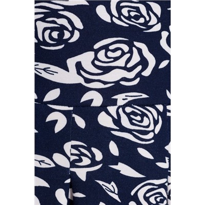 Платье 402 "Трикотаж цветной", синий фон/белые розы