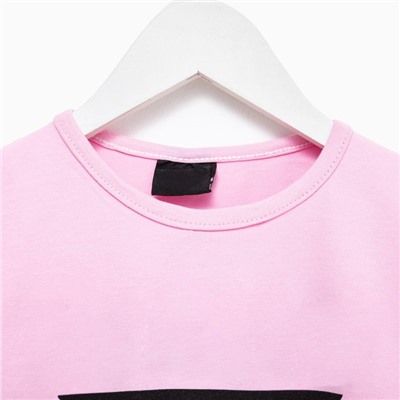 Комплект для девочки (футболка, шорты), цвет чёрный/розовый МИКС, рост 122-128 см