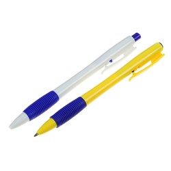 Ручка шариковая, автоматическая, 0.7 мм, стерженя синий, корпус с резиновым держателем, МИКС