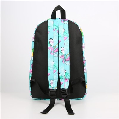 Рюкзак, отдел на молнии, наружный карман, 2 боковых кармана, поясная сумка, цвет зелёный, «Фламинго»