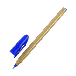 Ручка шариковая, 1.0 мм, стержень синий, корпус треугольный золотой
