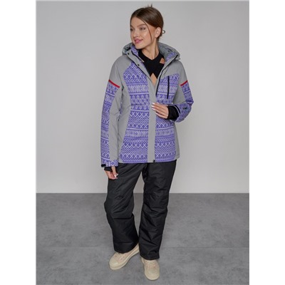 Горнолыжная куртка женская зимняя фиолетового цвета 2272F