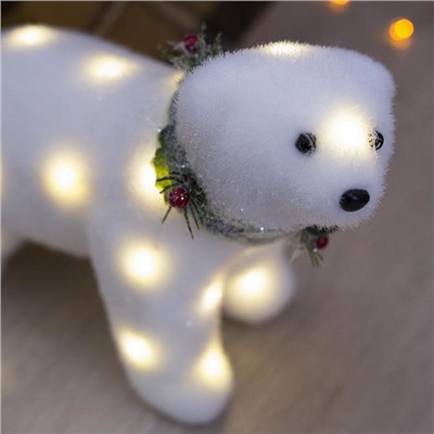 Фигура световая "Белый мишка", 22 LED, 20х20х10 см, фиксинг, от батар. (не в компл)