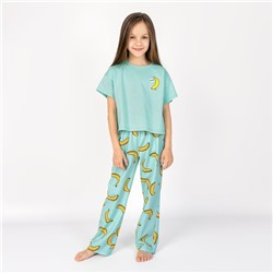 Пижама для девочки: футболка и брюки «Симпл-димпл», рост 152 см, цвет мятный