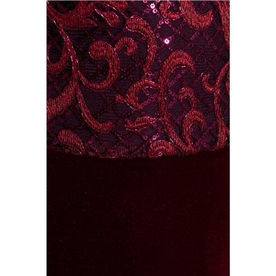 Платье 206 "Велюр кружево", светло-бордовый