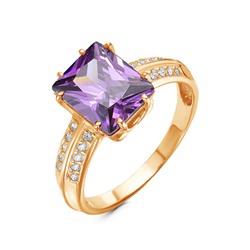 Позолоченное кольцо с фиолетовым фианитом - 1180 - п