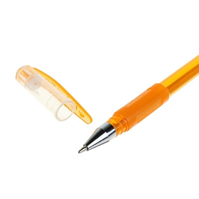 Набор гелевых ручек, 4 цвета, металлик, с блёстками, с резиновым держателем, МИКС, в блистере на кнопке