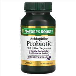 Nature's Bounty, пробиотик с ацидофильными лактобактериями, 120 таблеток