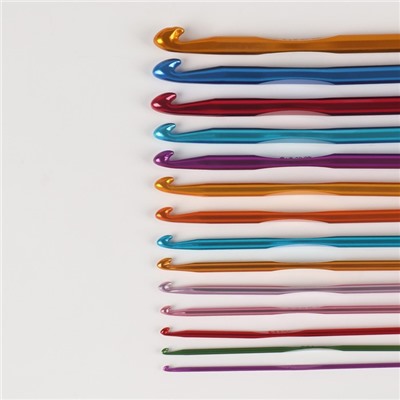 Набор крючков для вязания, d = 2-10 мм, 14,5 см, 14 шт, цвет разноцветный