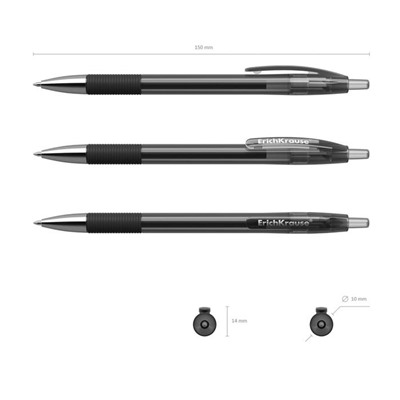 Ручка гелевая автоматическая ErichKrause R-301 Original Gel Matic & Grip, резиновый держатель. узел 0.5 мм, чернила черные, блистер, МИКС