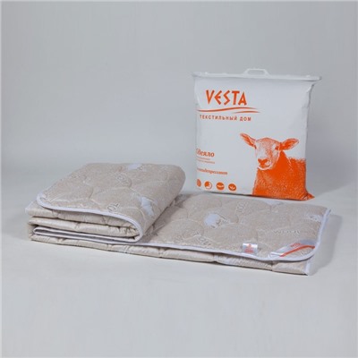 Одеяло зимнее 140х205 см, шерсть мериноса, ткань глосс-сатин, п/э 100%
