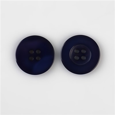 Набор пуговиц, 4 прокола, d = 25 мм, 10 шт, в блистере, цвет тёмно-синий
