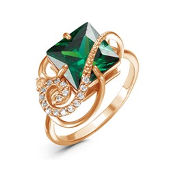Позолоченное кольцо с фианитом зеленого цвета 103 - п