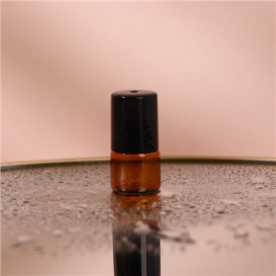 Флакон стеклянный для парфюма, со стеклянным роликом, 1 мл, цвет коричневый/чёрный
