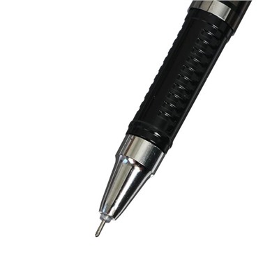 Ручка гелевая, 0.5 мм, чёрный, корпус серебристый с рисунком, с рефлённым держателем