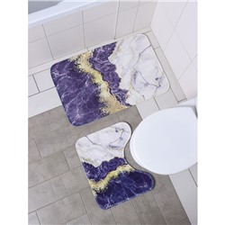 Набор ковриков для ванной и туалета Доляна «Мрамор», 2 шт: 79×50, 50×39 см