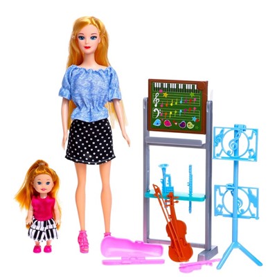 Кукла-модель «Учитель музыки» с малышкой и аксессуарами, МИКС