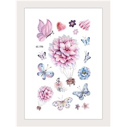 1 Лист Тату-Наклейка С Узором Цветка И Бабочки