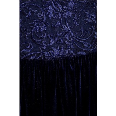 Платье 203 "Велюр кружево", темно-синий