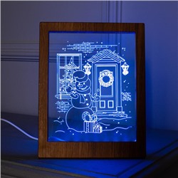 Рамка светящаяся "Снеговик", 13.5х17 см, USB, 5V, 10 LED, RGB