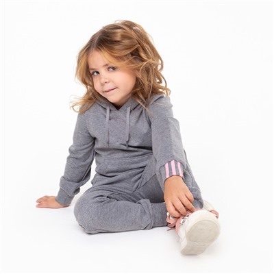 Костюм детский (толстовка, брюки), цвет тёмно-серый/розовый МИКС, рост 104 см (4)