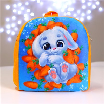 Рюкзак детский плюшевый «Зайка в морковке», 26×24 см