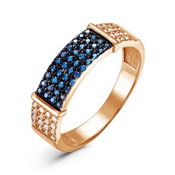 Позолоченное кольцо с синими фианитами 083 - п