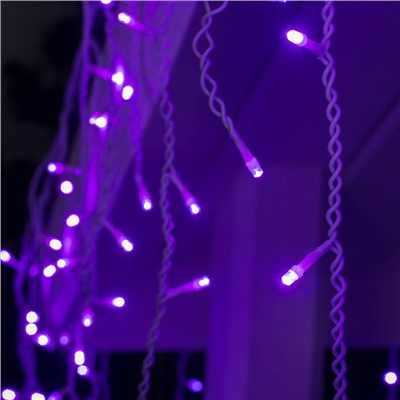 Гирлянда "Бахрома" 3 х 0.6 м , IP44, УМС, белая нить, 160 LED, свечение фиолетовое, 220 В