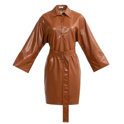 Платье женское MINAKU: Leather look цвет кирпичный, р-р 42