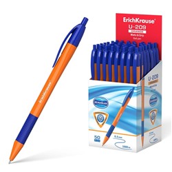 Ручка шариковая автоматическая ErichKrause U-209 Orange Matic&Grip 1.0, Ultra Glide Technology, чернила синие