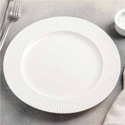 Тарелка керамическая обеденная Доляна «Ламбруско», d=25 см, цвет белый