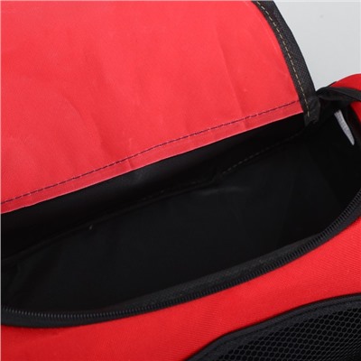 Сумка спортивная на молнии, наружный карман, с ручкой, длинный ремень, цвет красный/чёрный