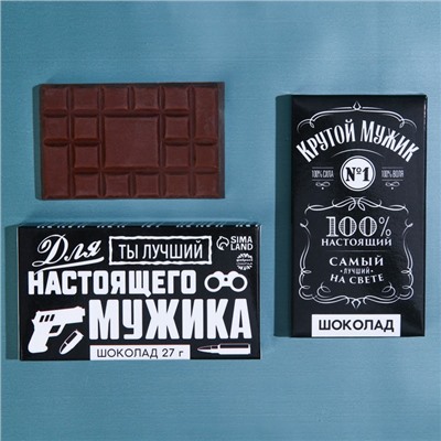Мининабор «Настоящему мужчине»: шоколад молочный в открытке 4 шт. х 5 г., шоколад молочный 2 шт. х 27 г.