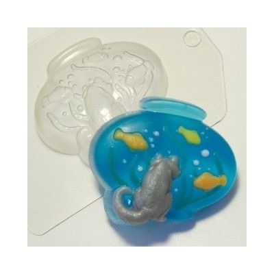 Форма для мыла пластиковая (Ж) - Кот у аквариума