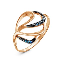 Позолоченное кольцо с фианитами синего цвета 981 - п