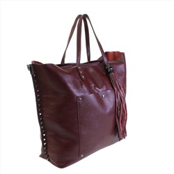 Эффектная женская сумка Veliant_Lonsel из натуральной кожи цвета спелой вишни.