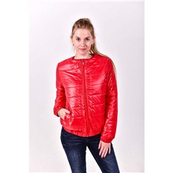 Короткая  утепленная  куртка  с круглой горловиной, цвет - красный